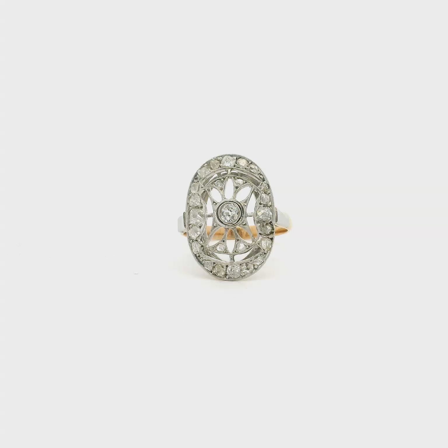 Vintage 18KYG & Platinum Diamond Ring