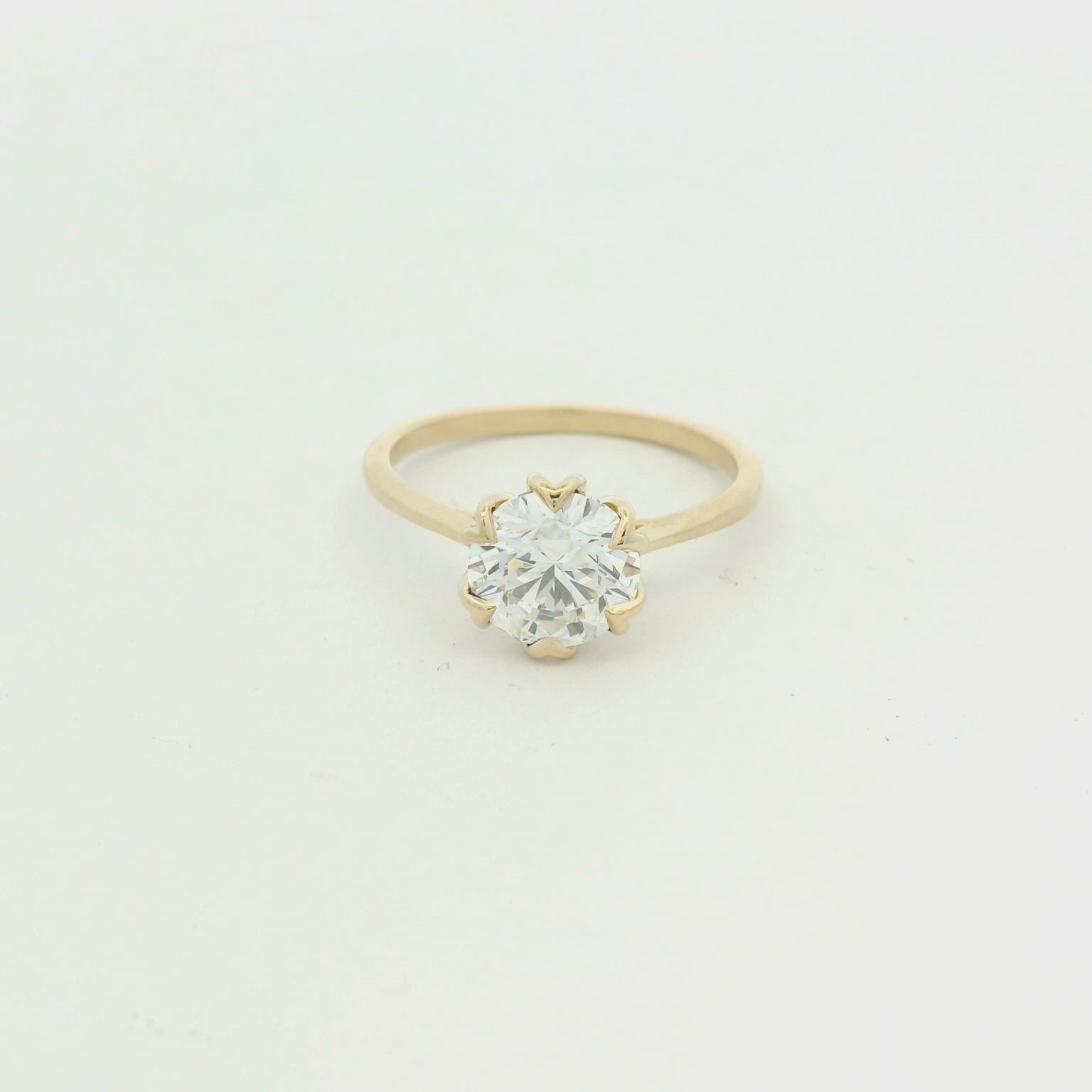 14KYG Solitaire Tulip Head Engagement Ring