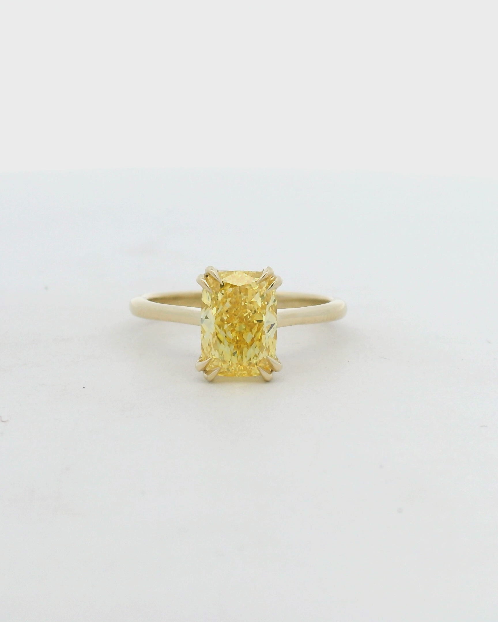 14KT yellow gold Fancy Vivid Yellow Lab Diamond Solitaire Engagement Ring