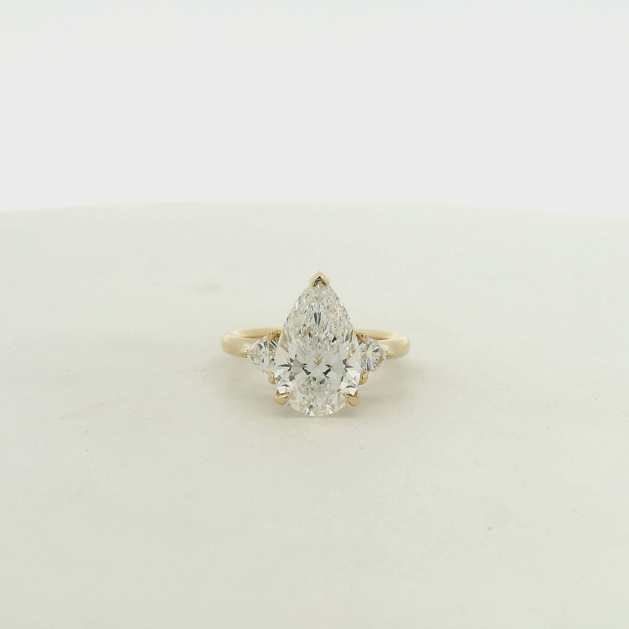 Yellow Gold Pear Cut Three-Stone Diamond Engagement Ring