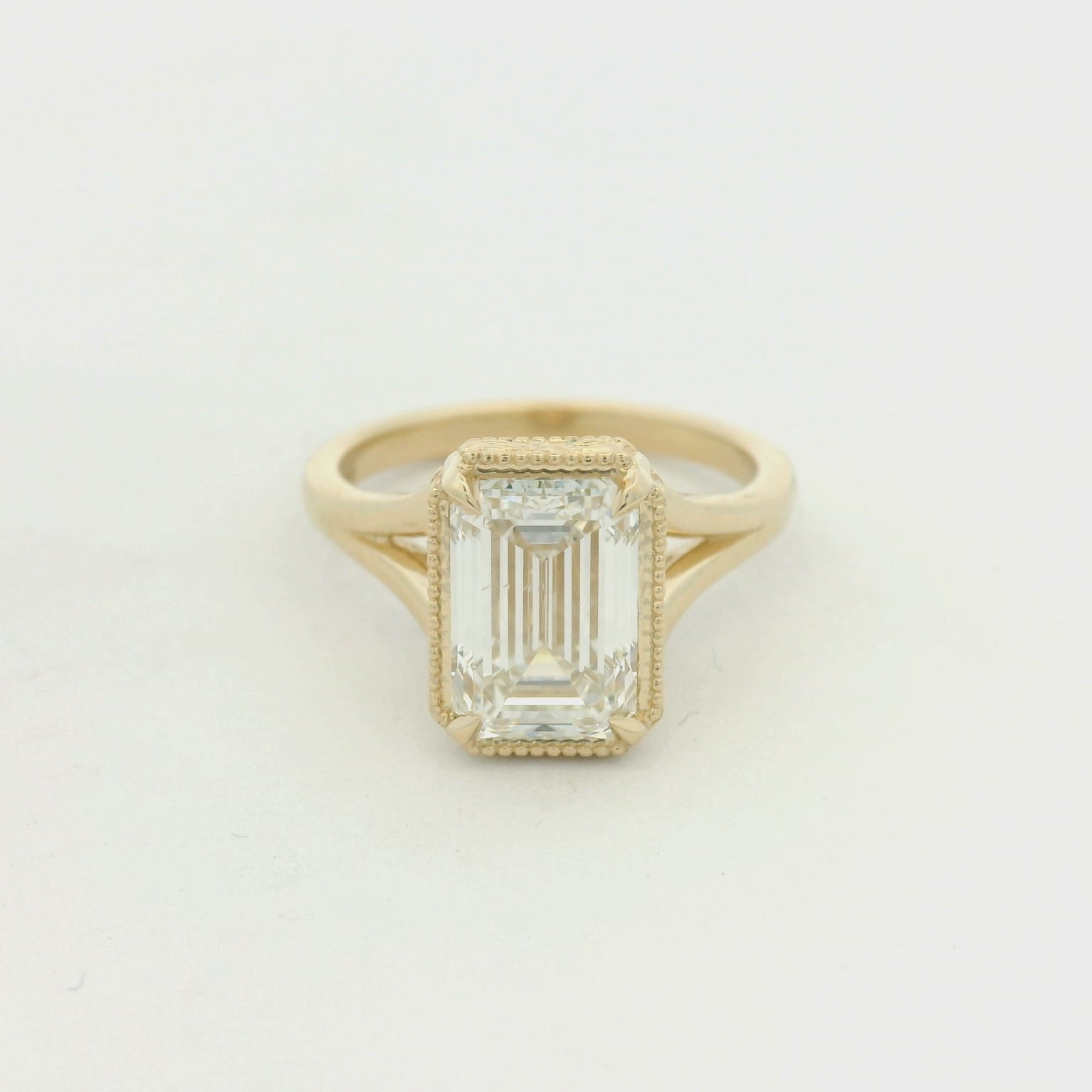 14KYG LG Emerald Cut Engagement Ring