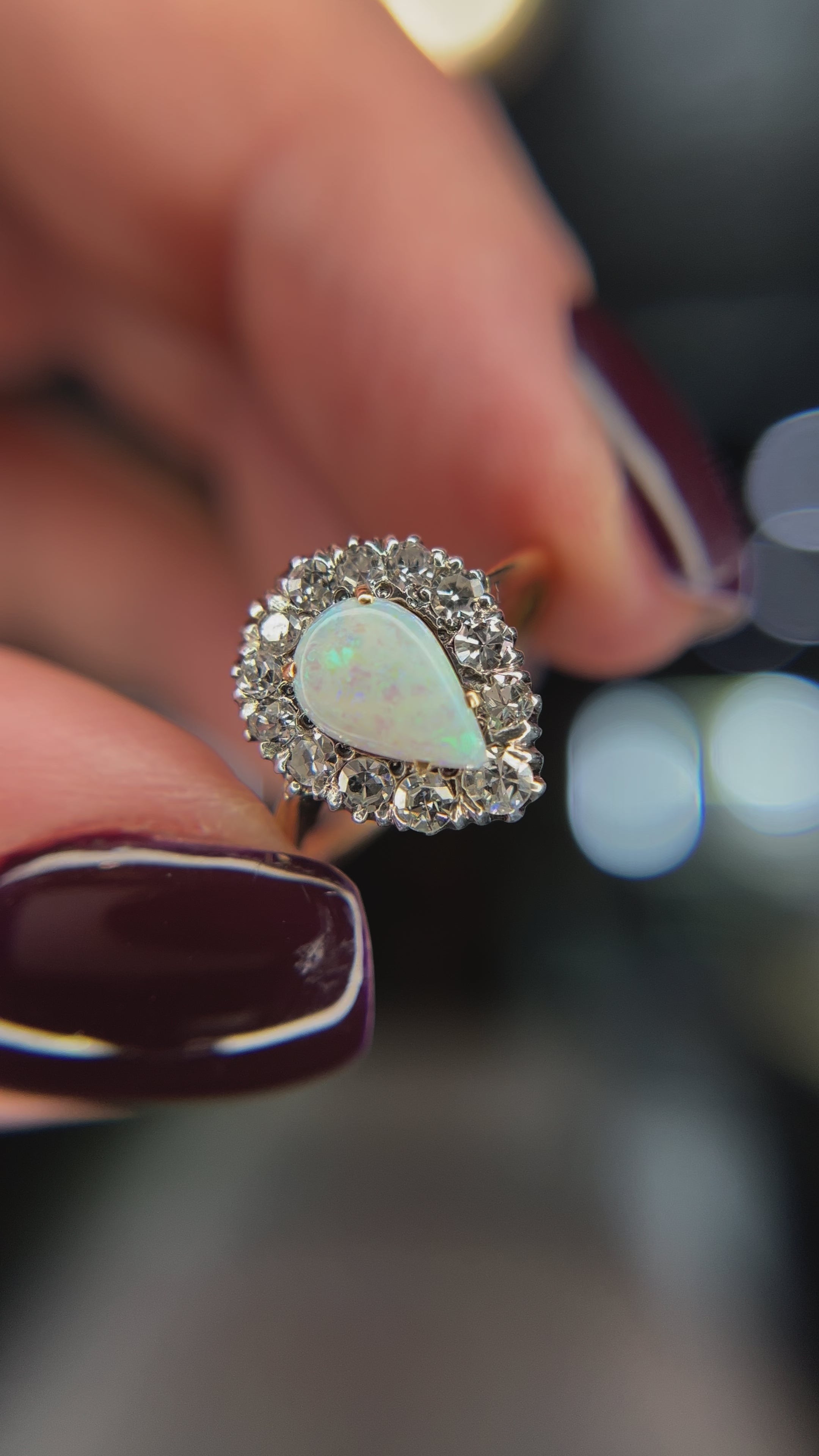 Vintage Opal and Diamond Ring