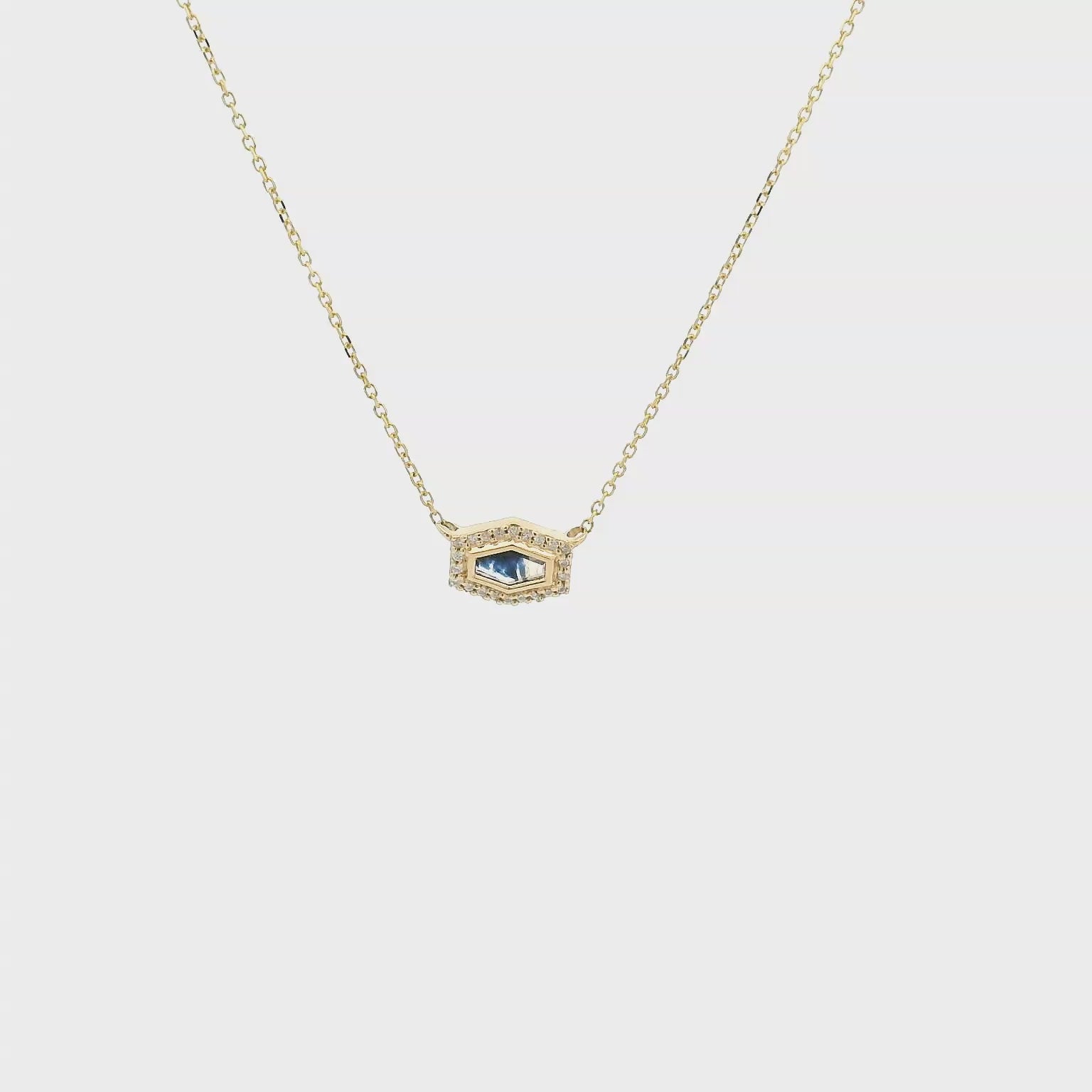 14KYG Fantasy Cut Sapphire & Diamond Necklace