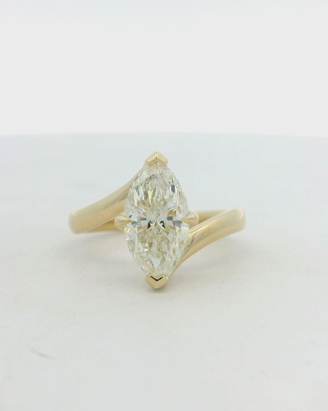 14KT yellow gold bypass 2ct natural marquise diamond engagement ring