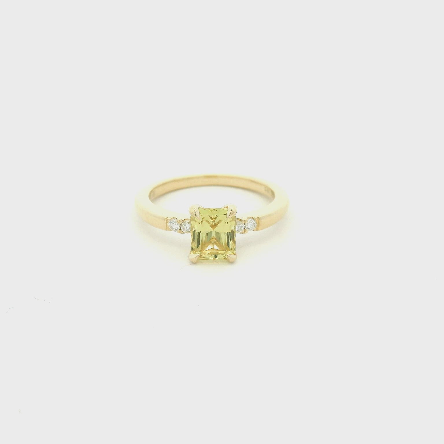 14KYG Engagement Ring with Yellow Radiant Sapphire