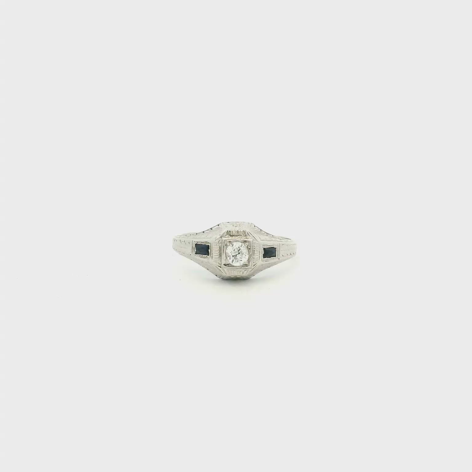 Vintage 18KWG Engagement Ring