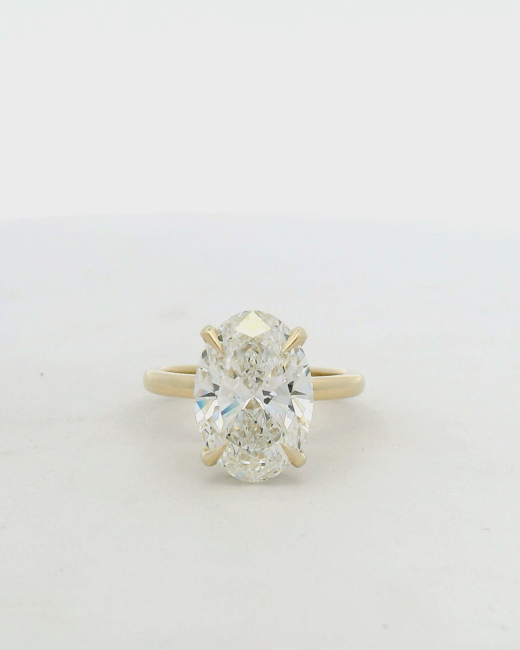 14KT yellow gold Oval LG Diamond Solitaire Hidden Halo Ring
