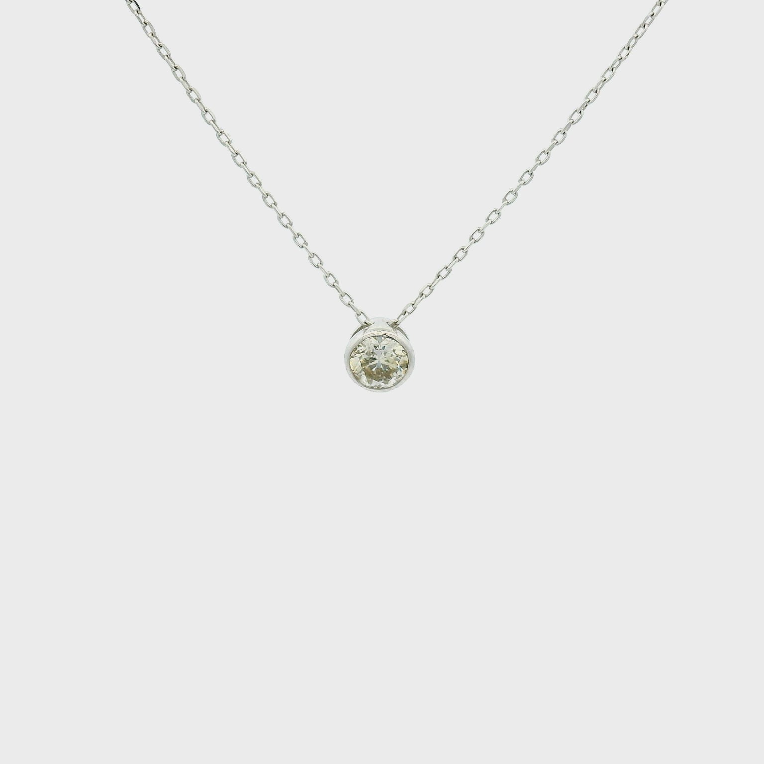 18KWG Diamond Solitaire Necklace
