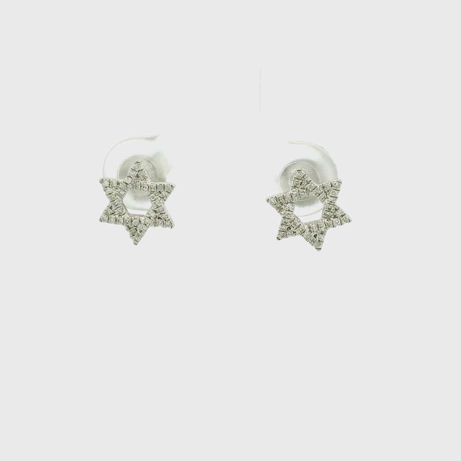 14KWG Jewish Star Diamond Earrings