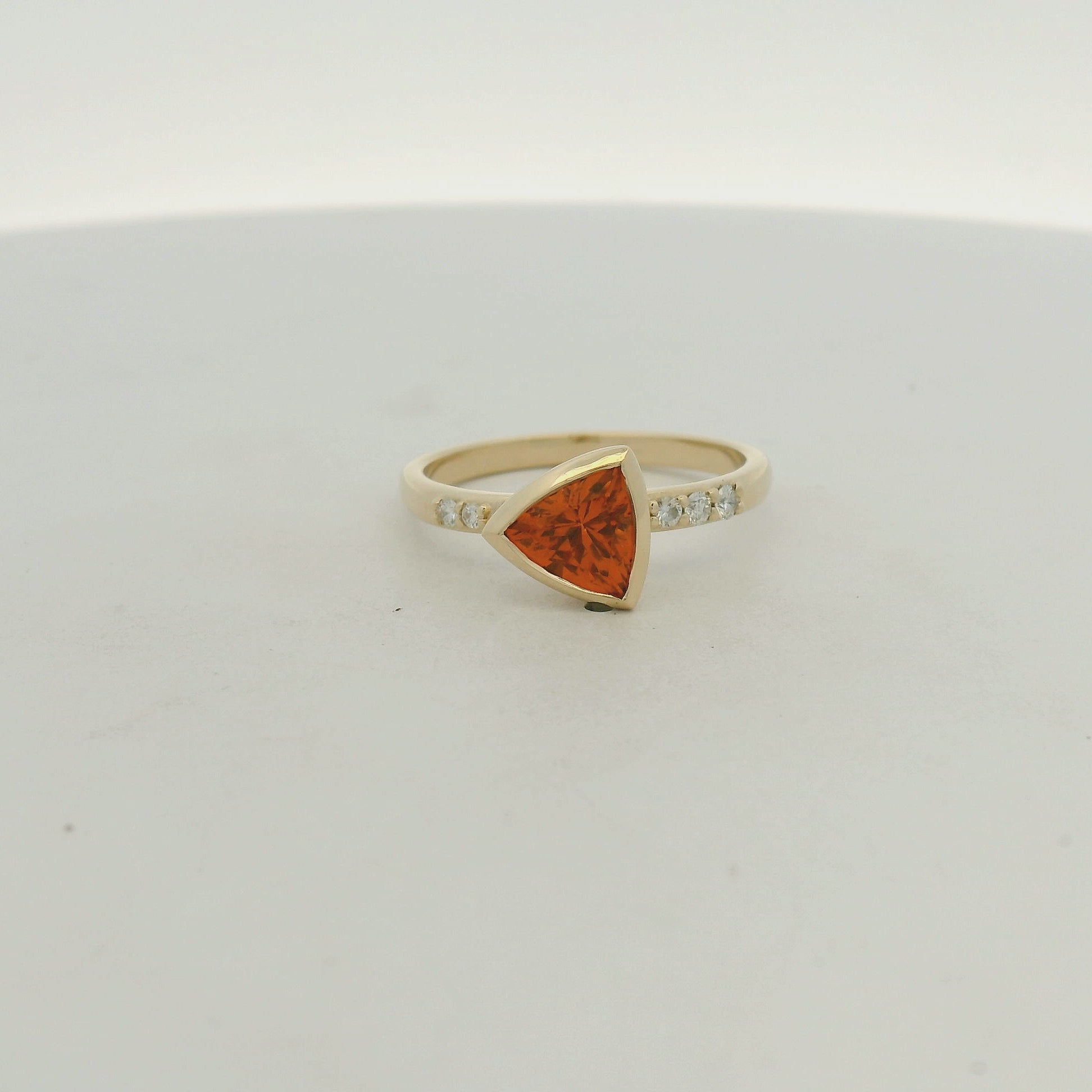 Trillion-Cut Garnet and Yellow Gold Accent Ring