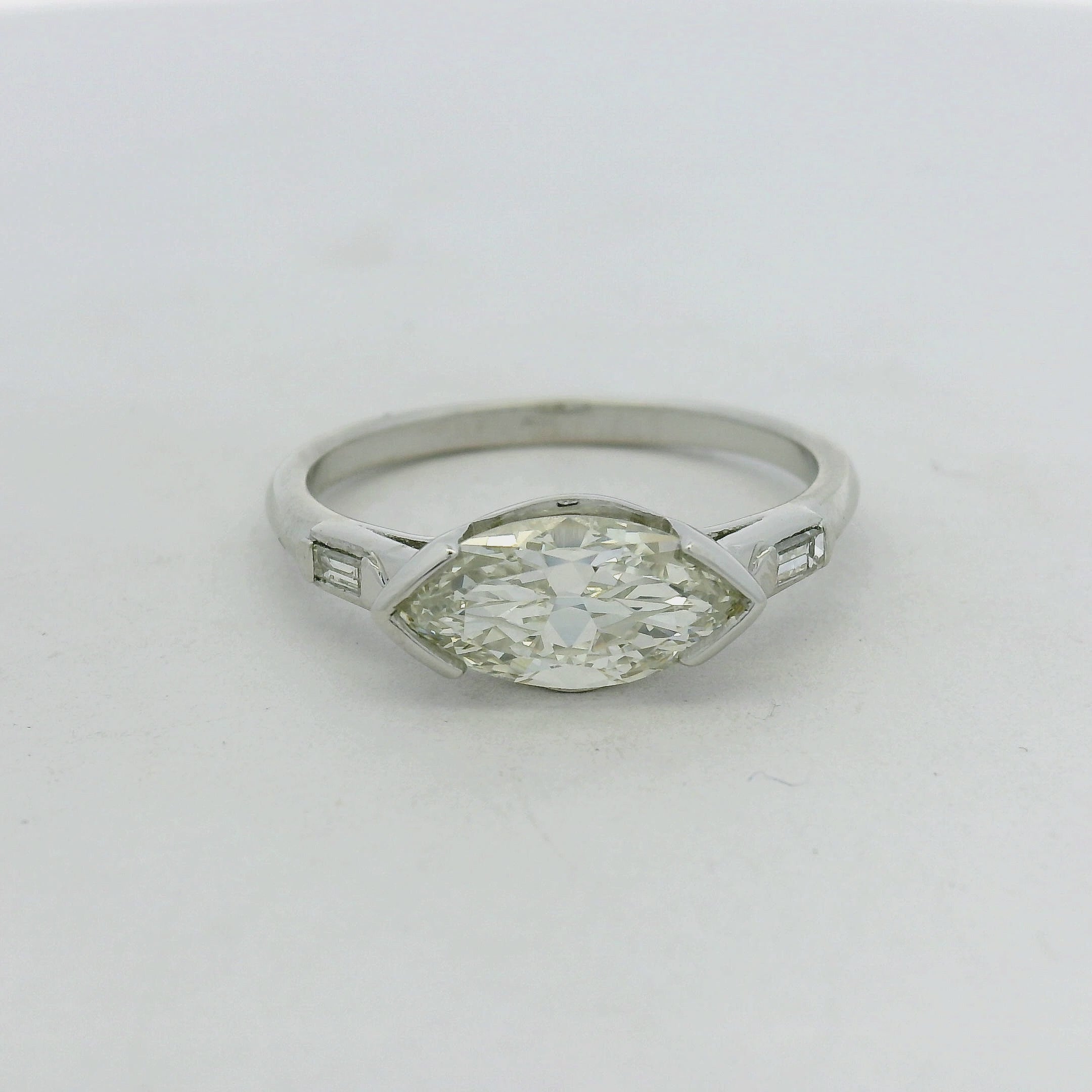 East-West Marquise Diamond Ring in platinum