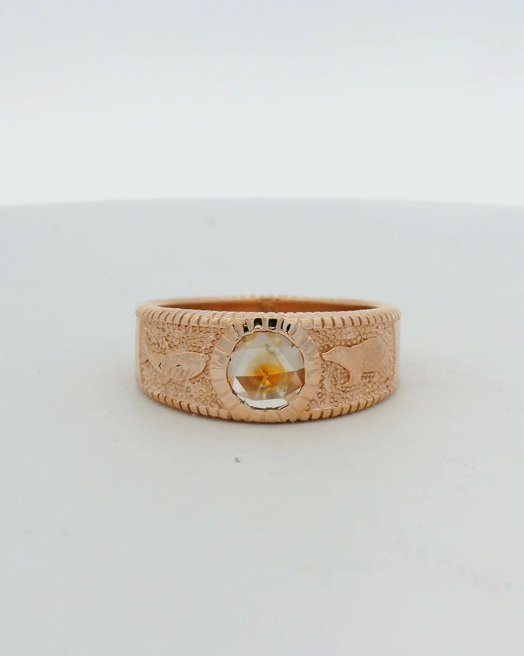 Rose Cut Sapphire 14KT Rose Gold Mens Band