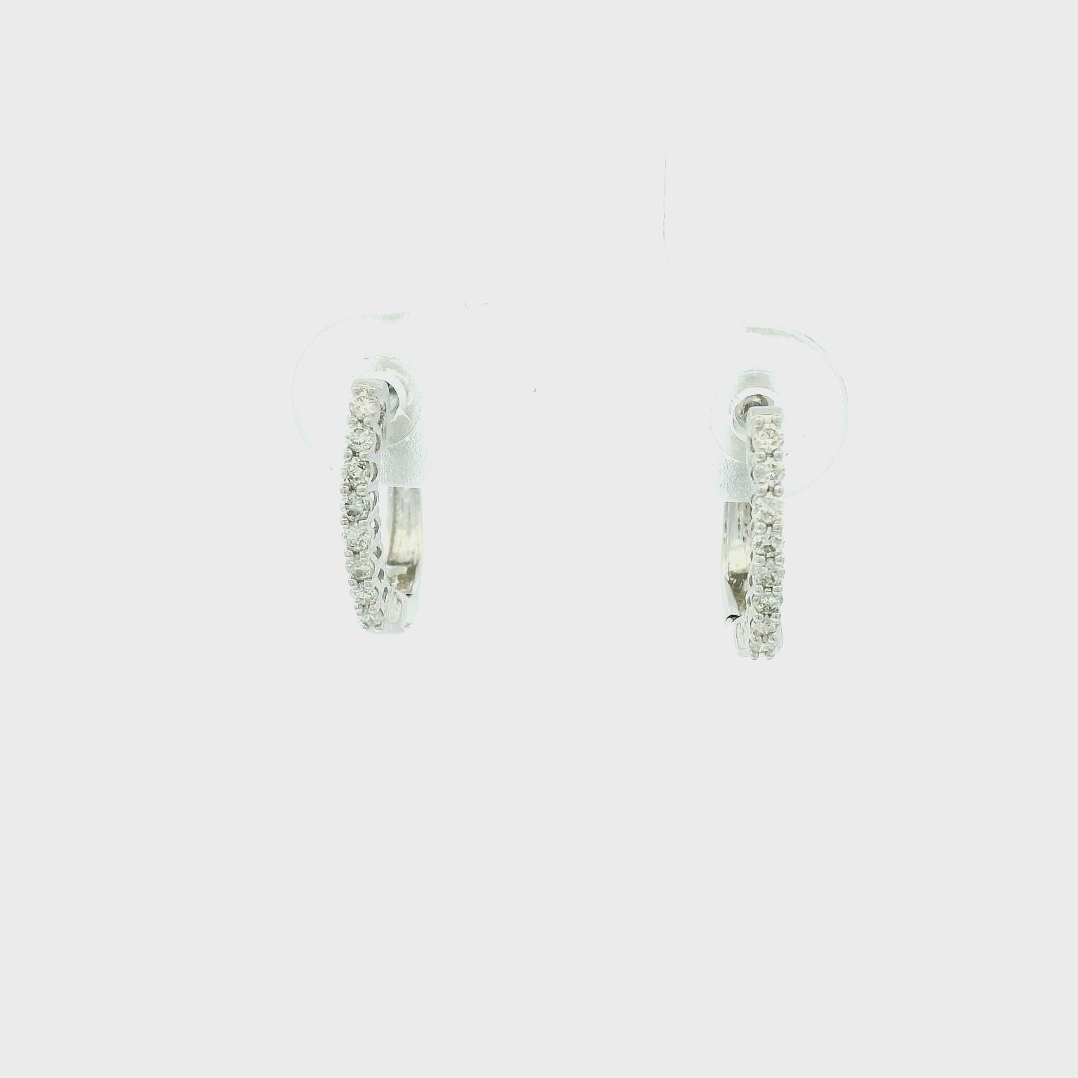 14KWG Diamond Huggie Earrings