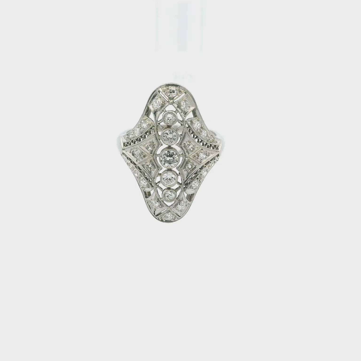 Vintage Platinum Filigree Fashion Ring