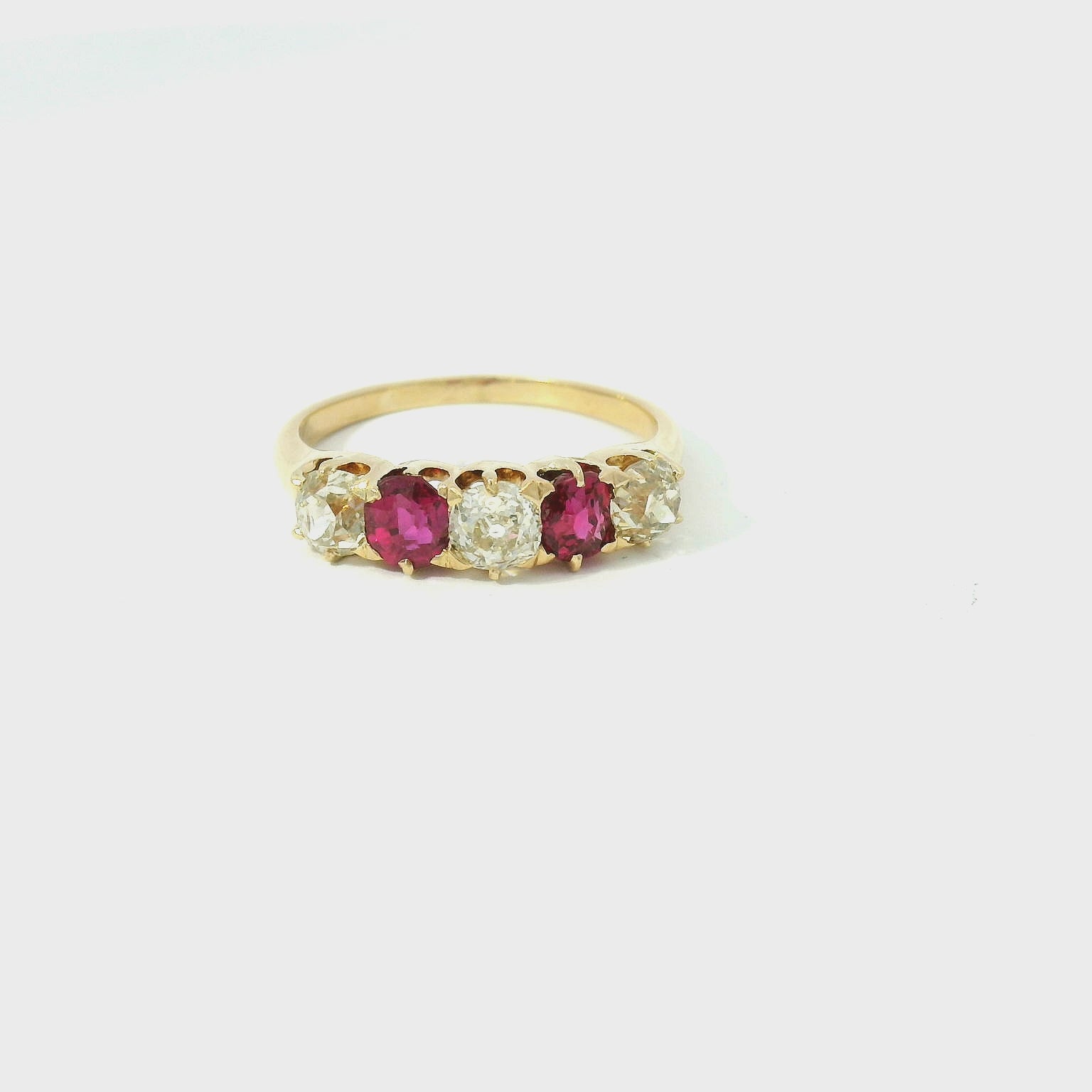 Victorian Diamond and Ruby Wedding Band