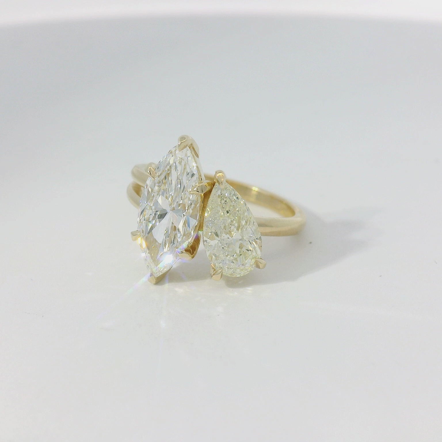 Yellow Gold Ring with Pear Cut Diamonds