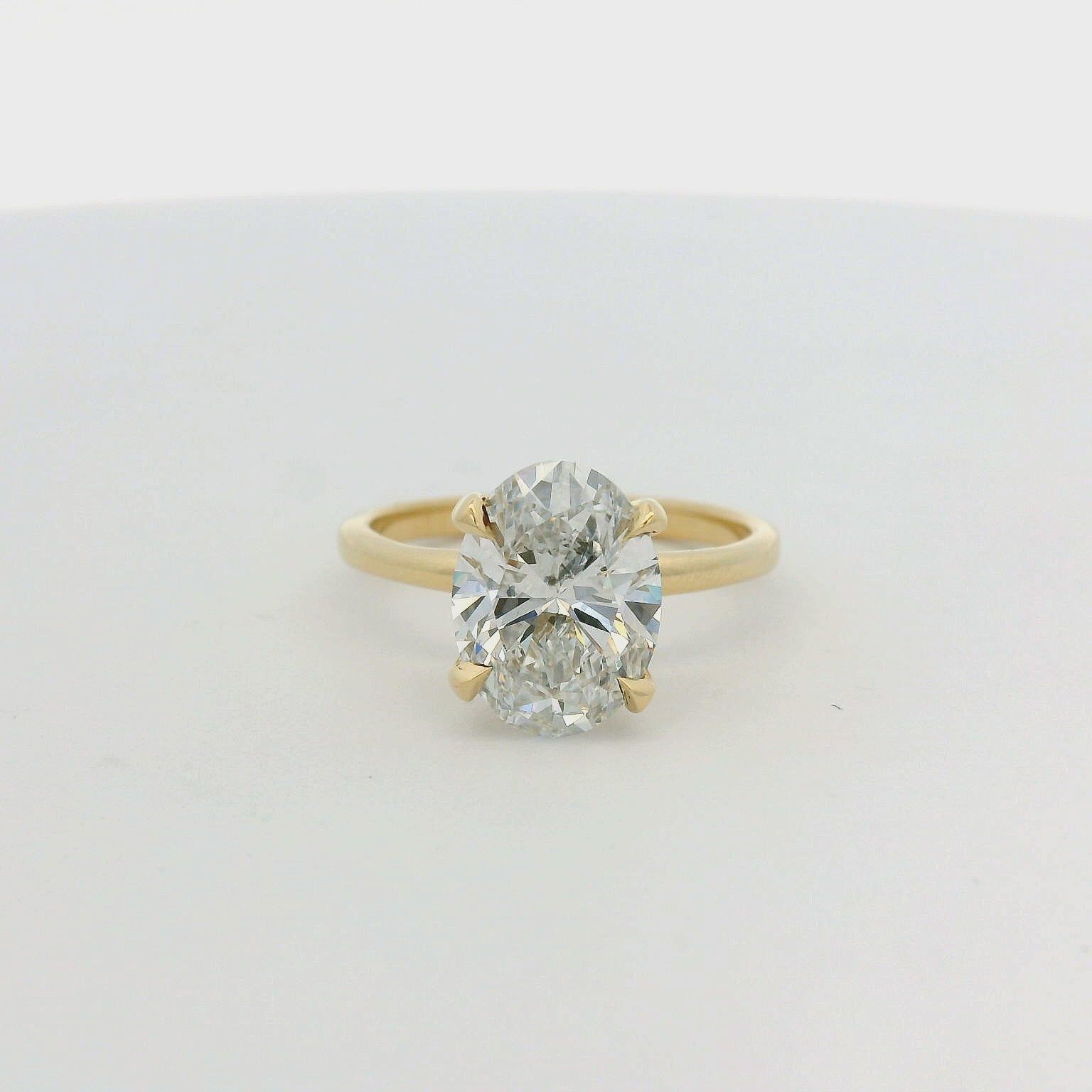 14KT yellow gold 3ct oval LG diamond solitaire engagement ring