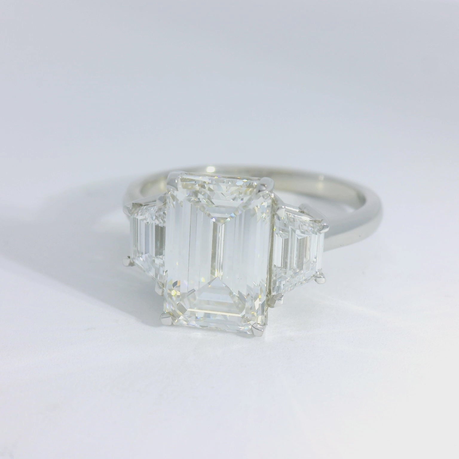 Platinum Emerald Cut Diamond Multistone Ring