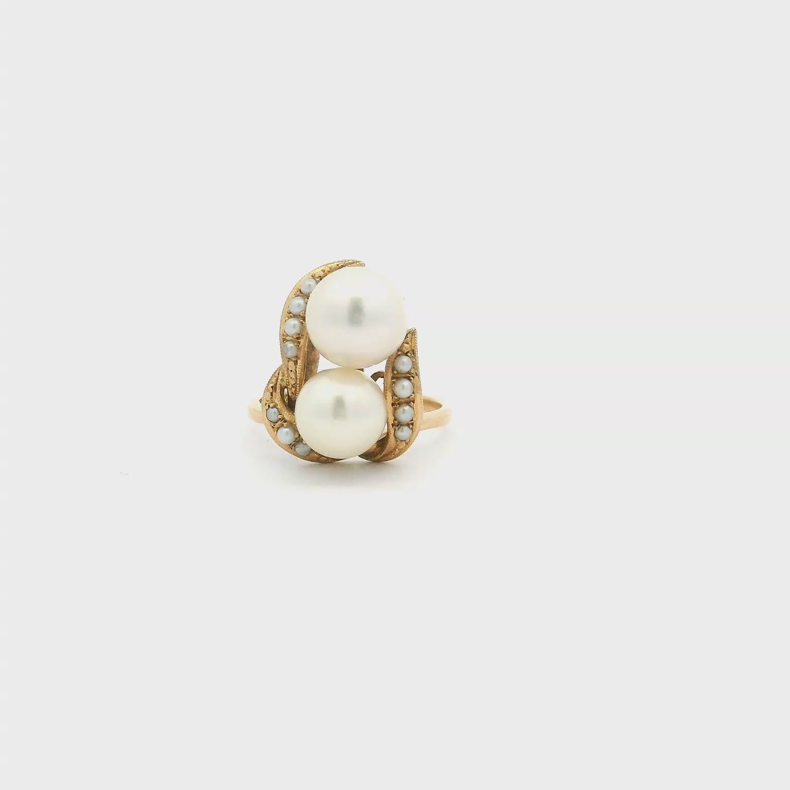 Vintage 18KYG Pearl Ring