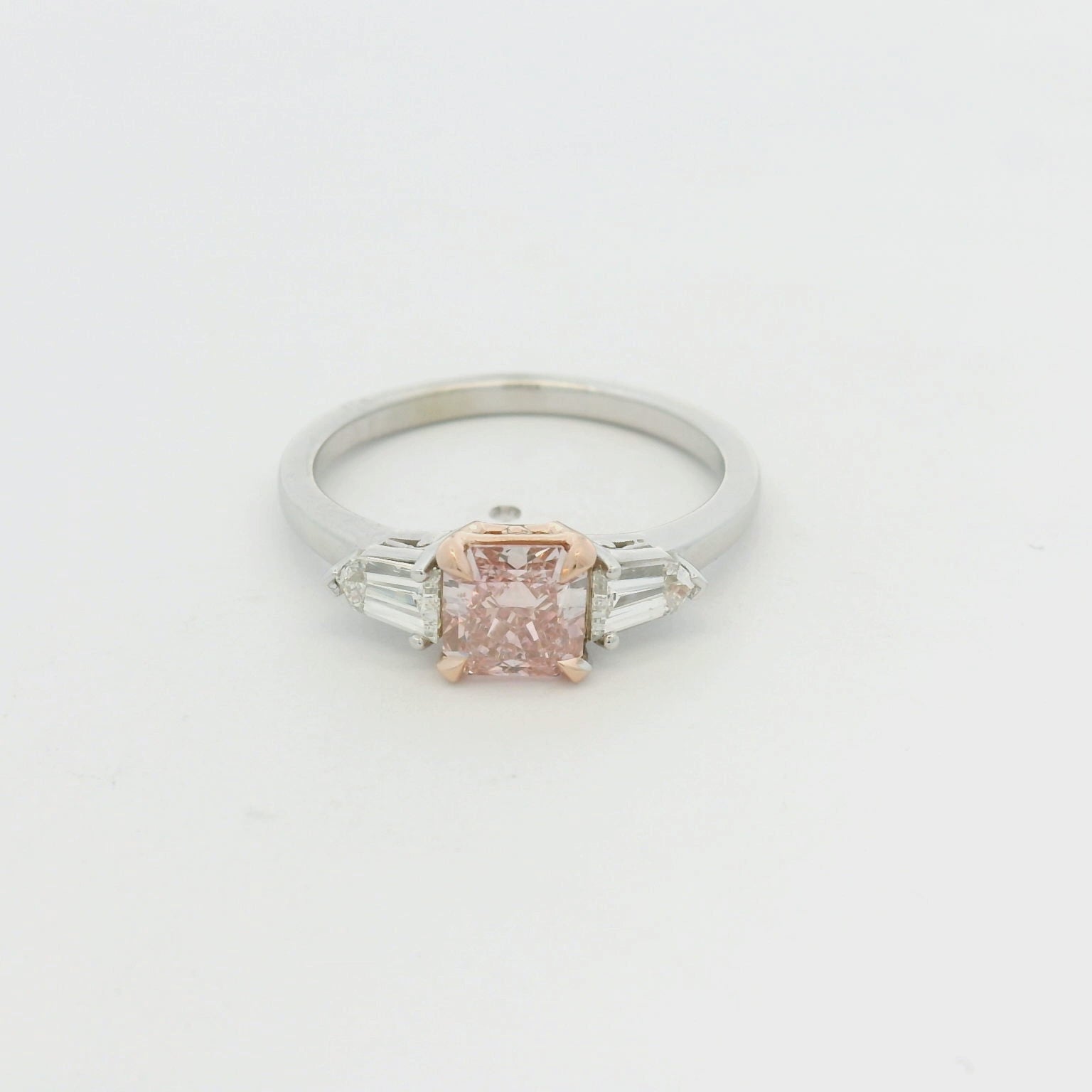 1.21 ct fancy intense pink square radiant cut diamond ring