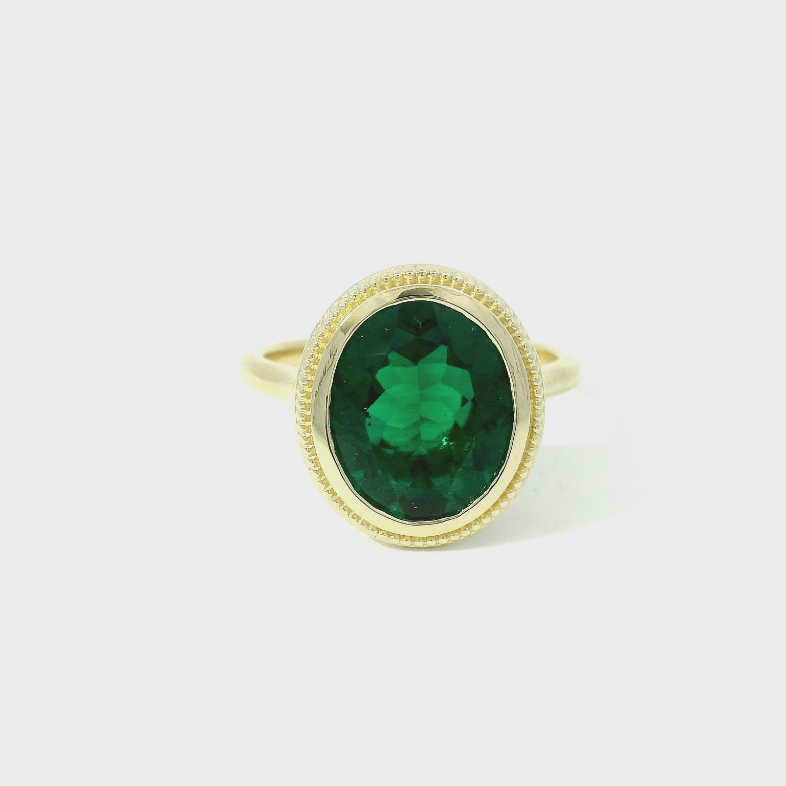 Bezel Emerald Engagement Ring