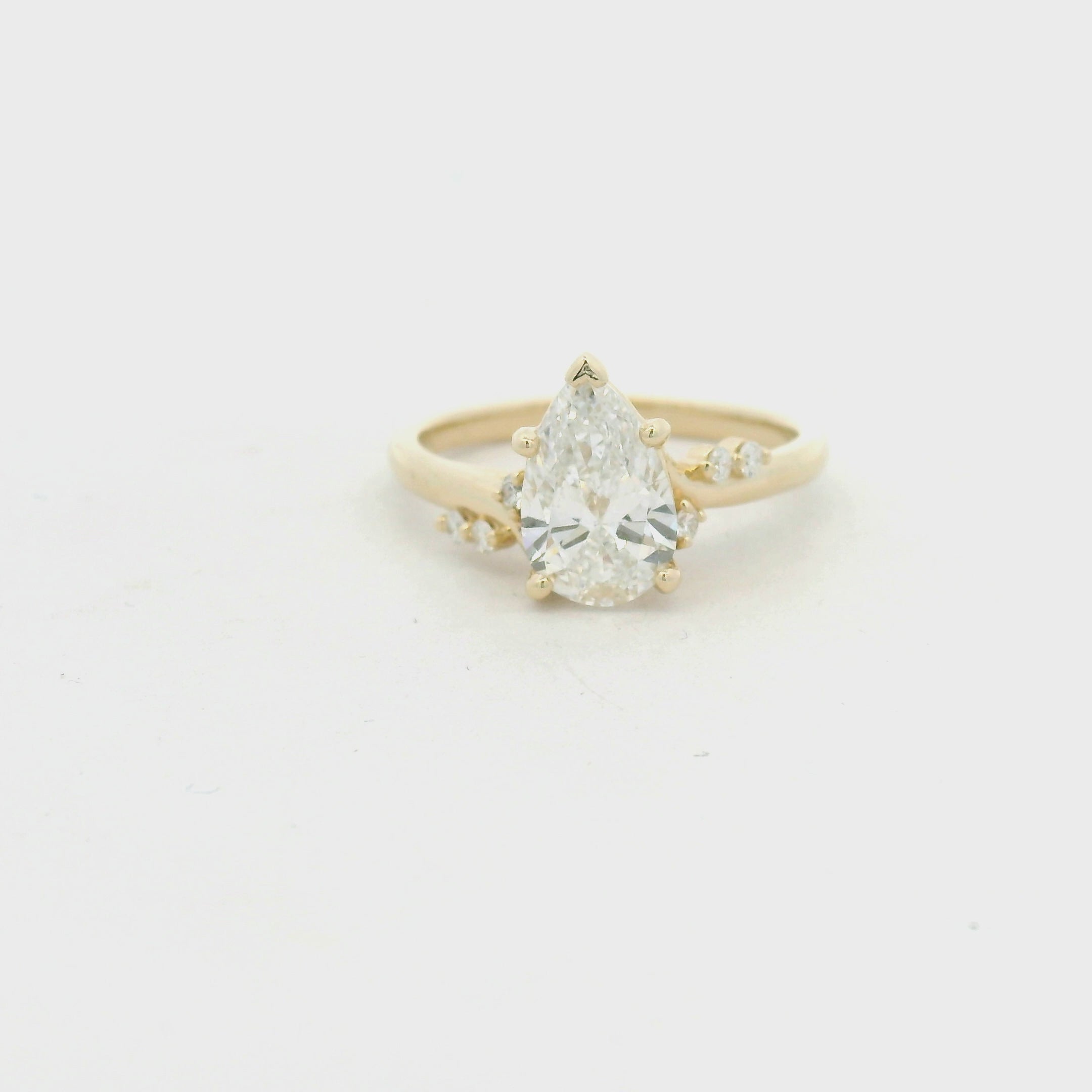 Yellow Gold Pear Diamond Engagement Ring with Accent Stones