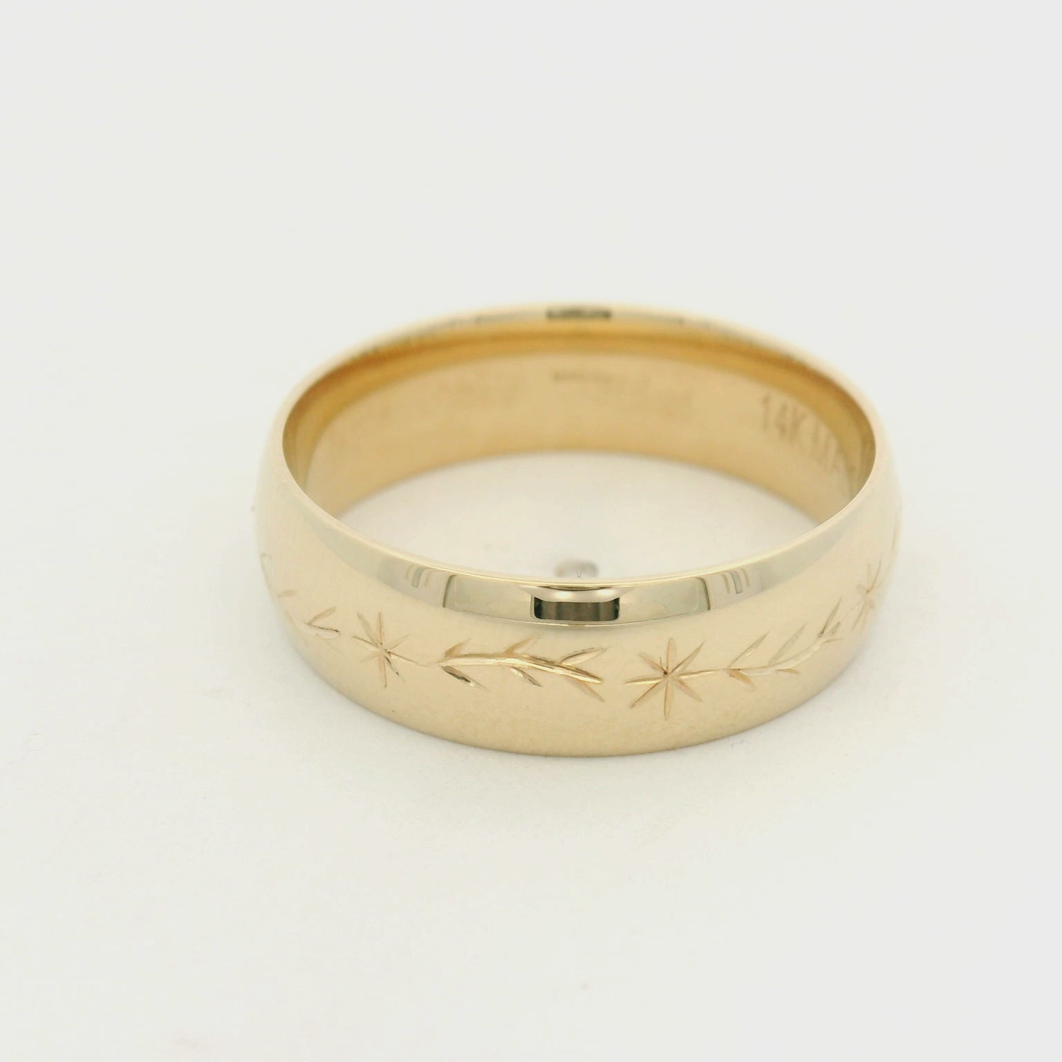 14K Yellow Gold Engraved Wedding Band