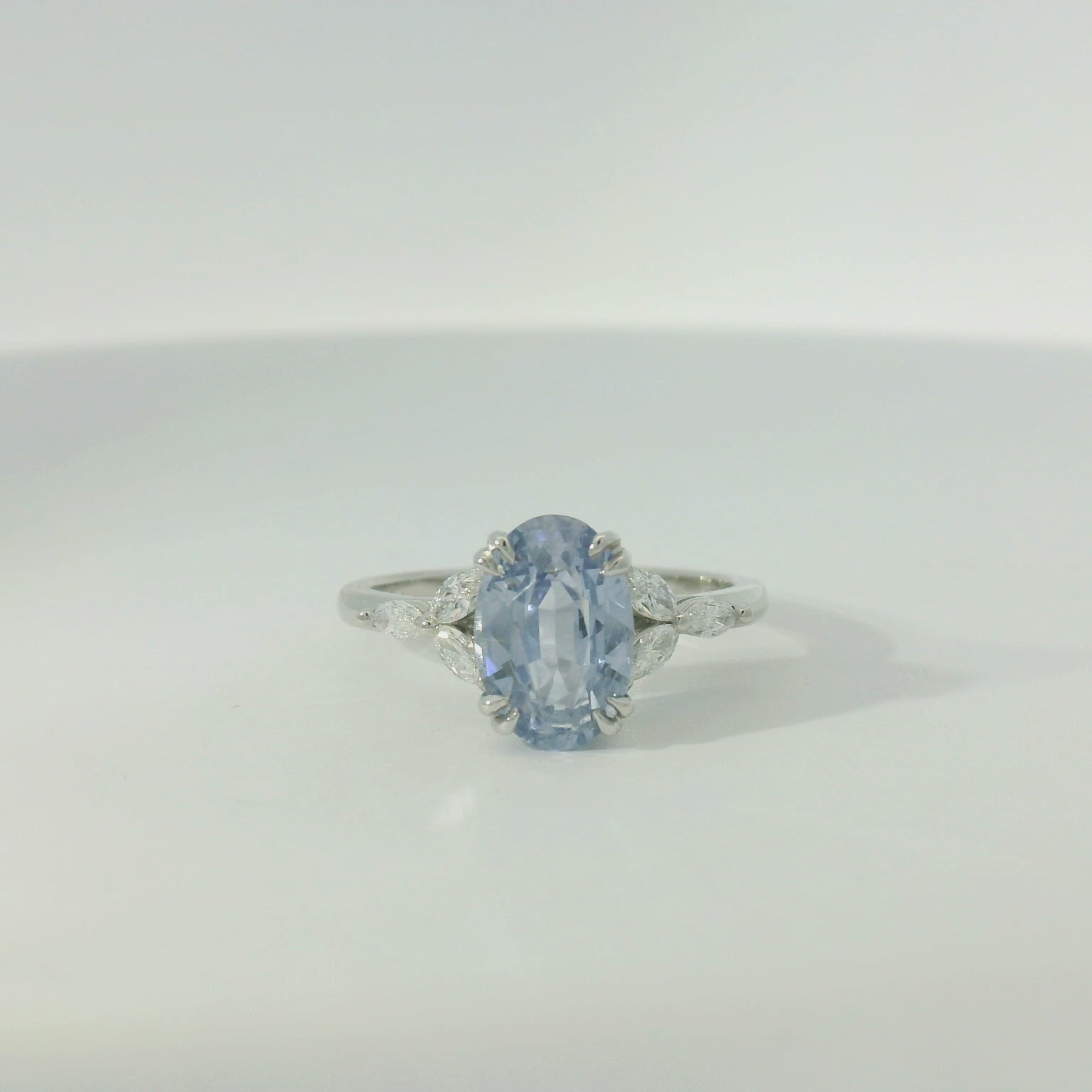 Platinum sapphire and diamond engagement ring