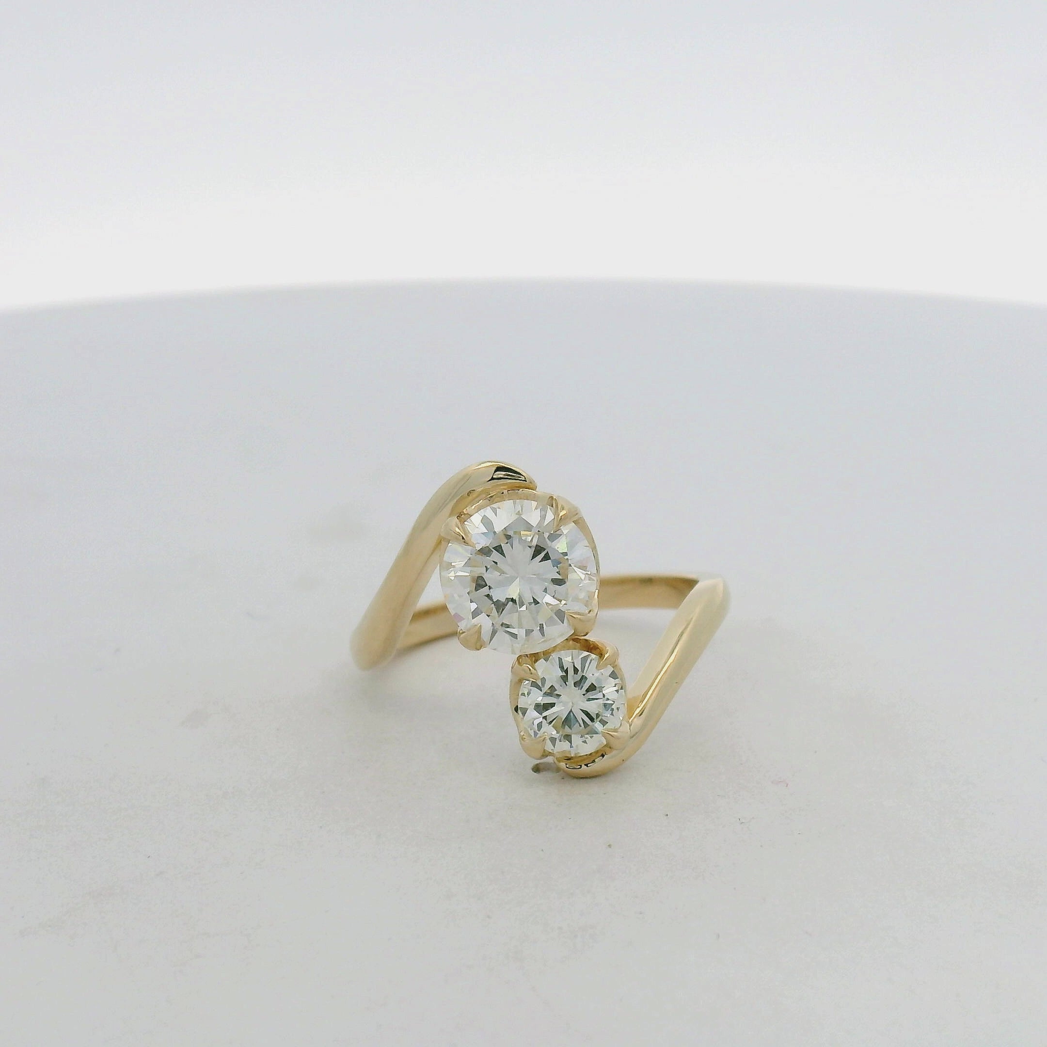 Yellow Gold Two-Stone Diamond Bypass Ring