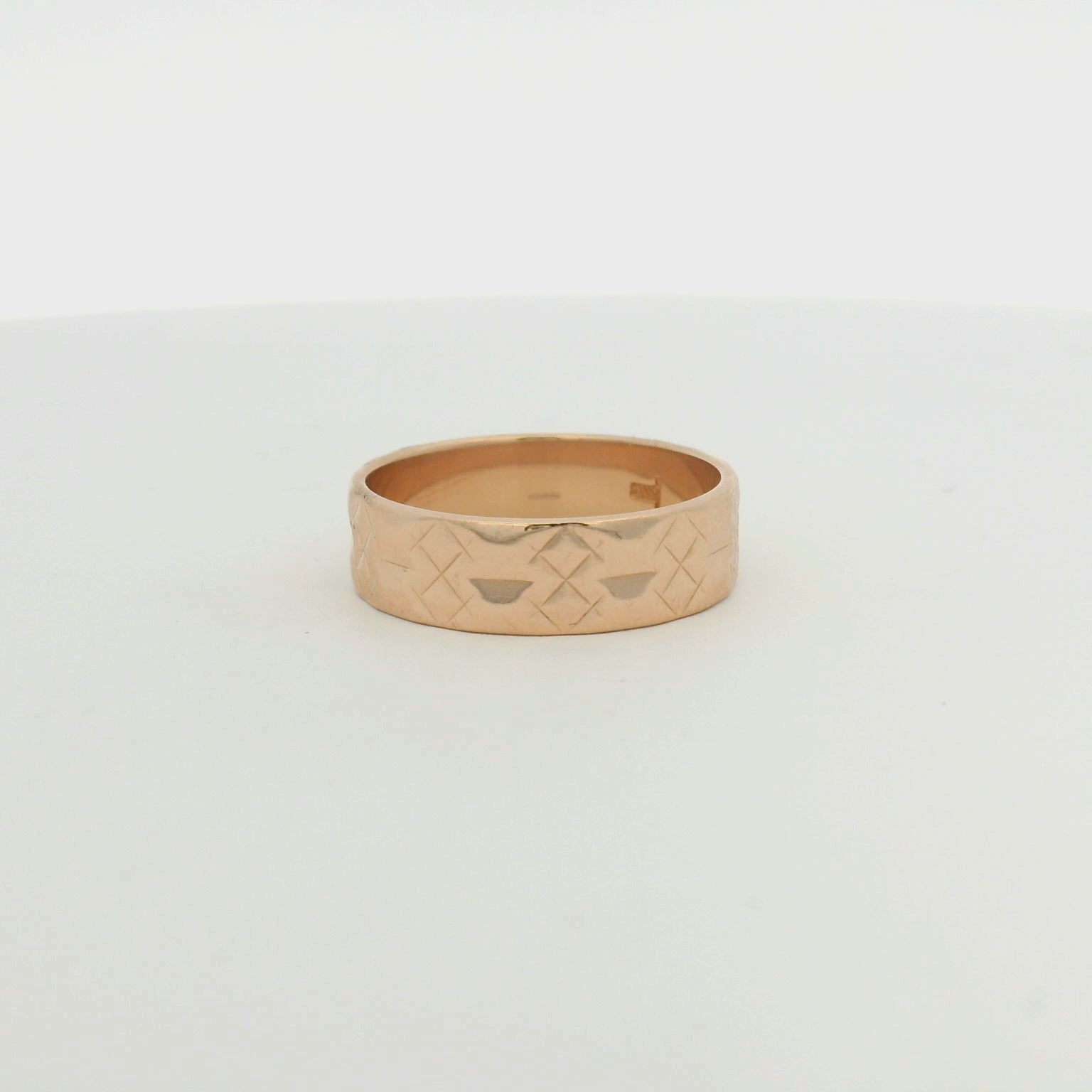 14K Rose Gold Engraved Wedding Band