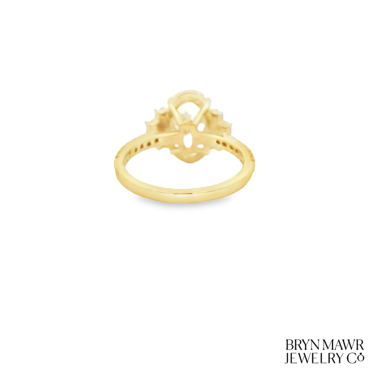Yellow Gold Oval Diamond Ring with Stepped Baguette Accents
