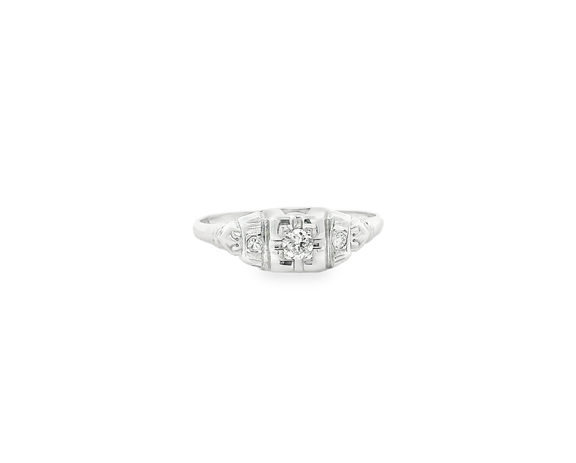 Vintage 18KWG Engagement Ring