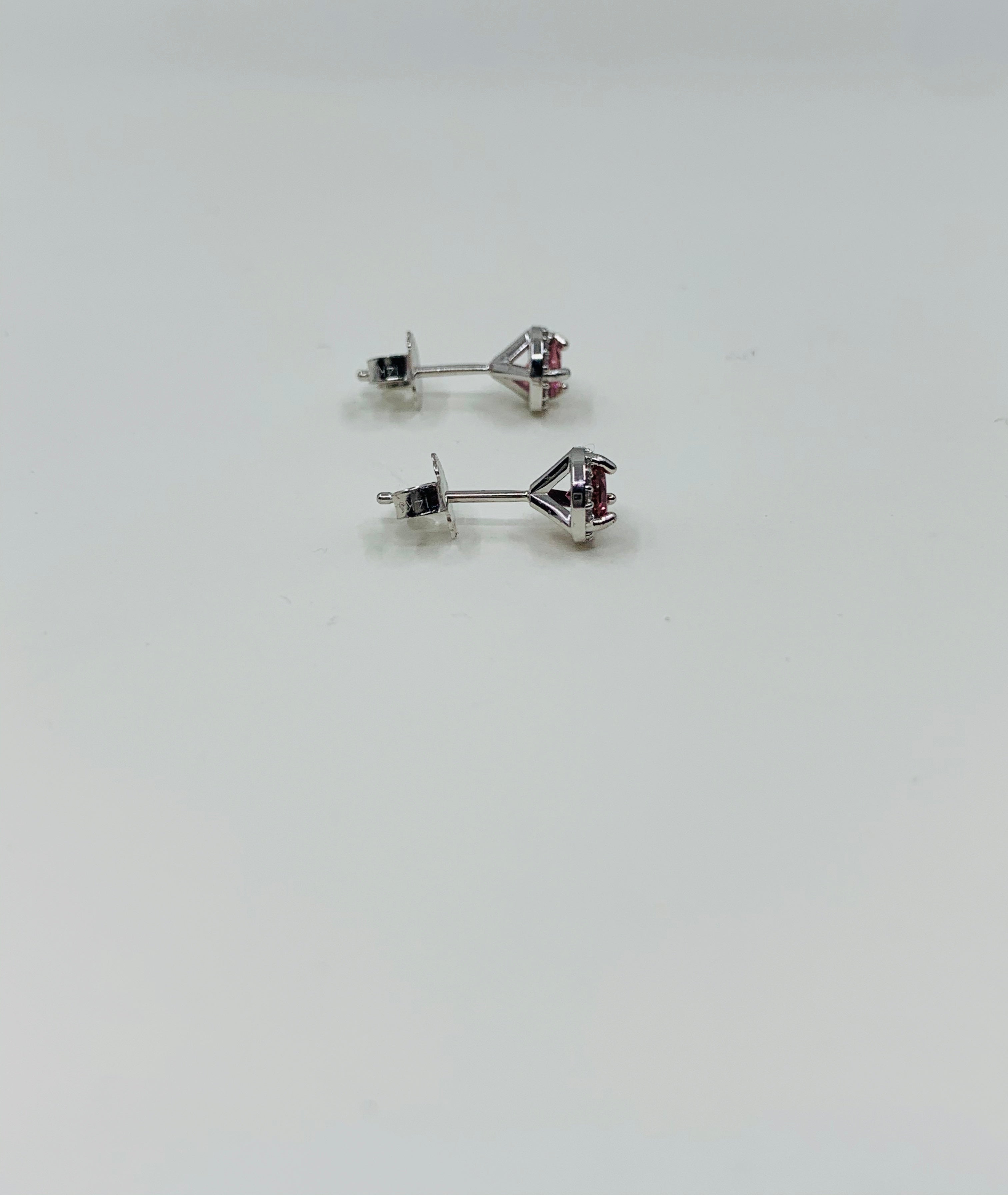 Pink tourmaline halo studs