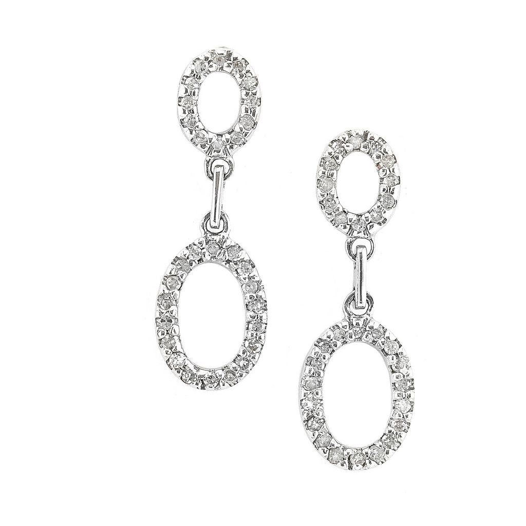 14k White Gold Dangle Drop Earrings
