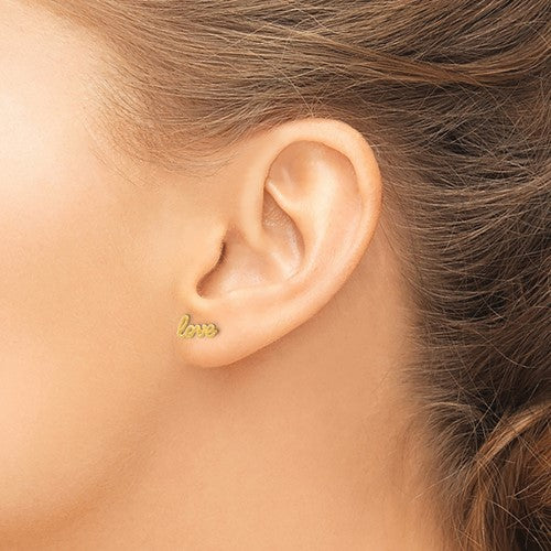 14k Gold Love Post Earrings