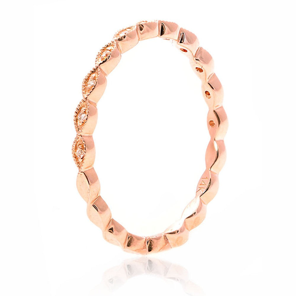 Milgrain Leaf Rose Diamond Band