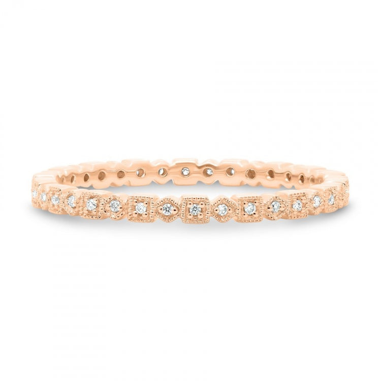 Rose Gold Geometric Milgrain Band