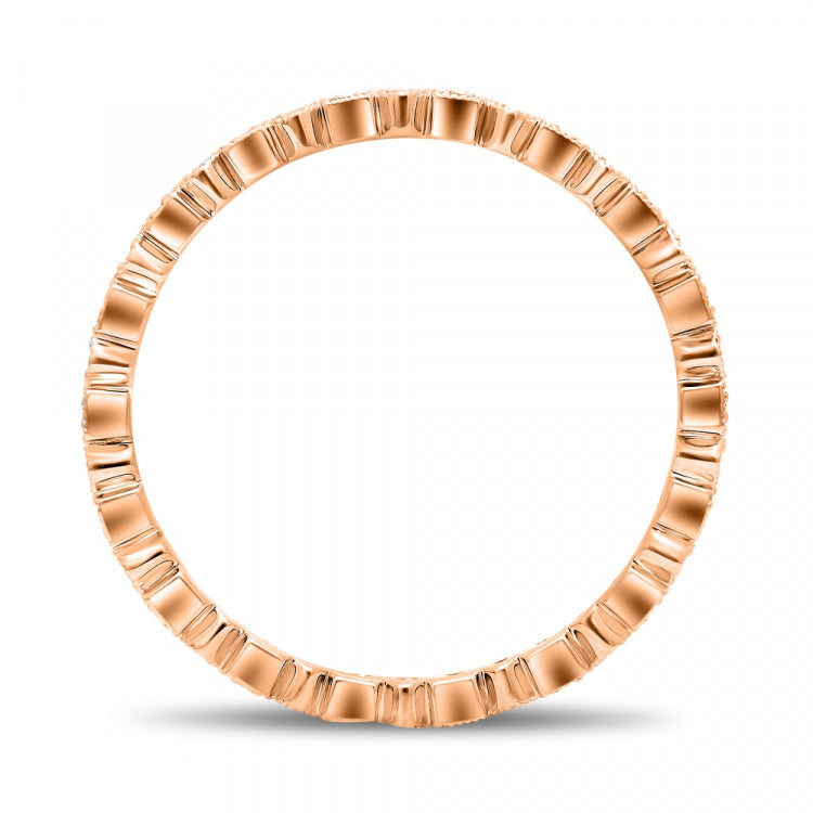 Rose Gold Geometric Milgrain Band