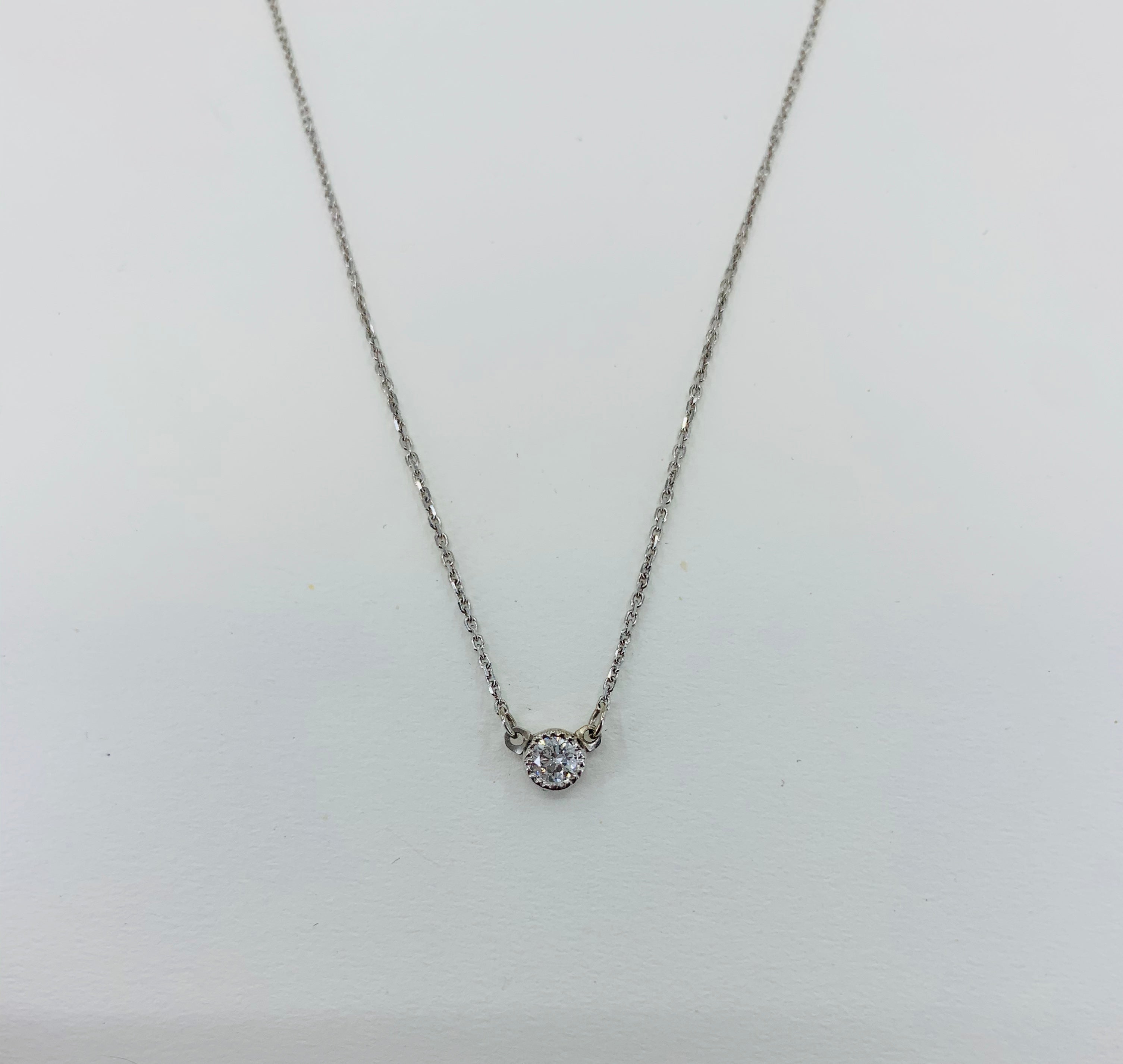 14k white gold solitaire necklace
