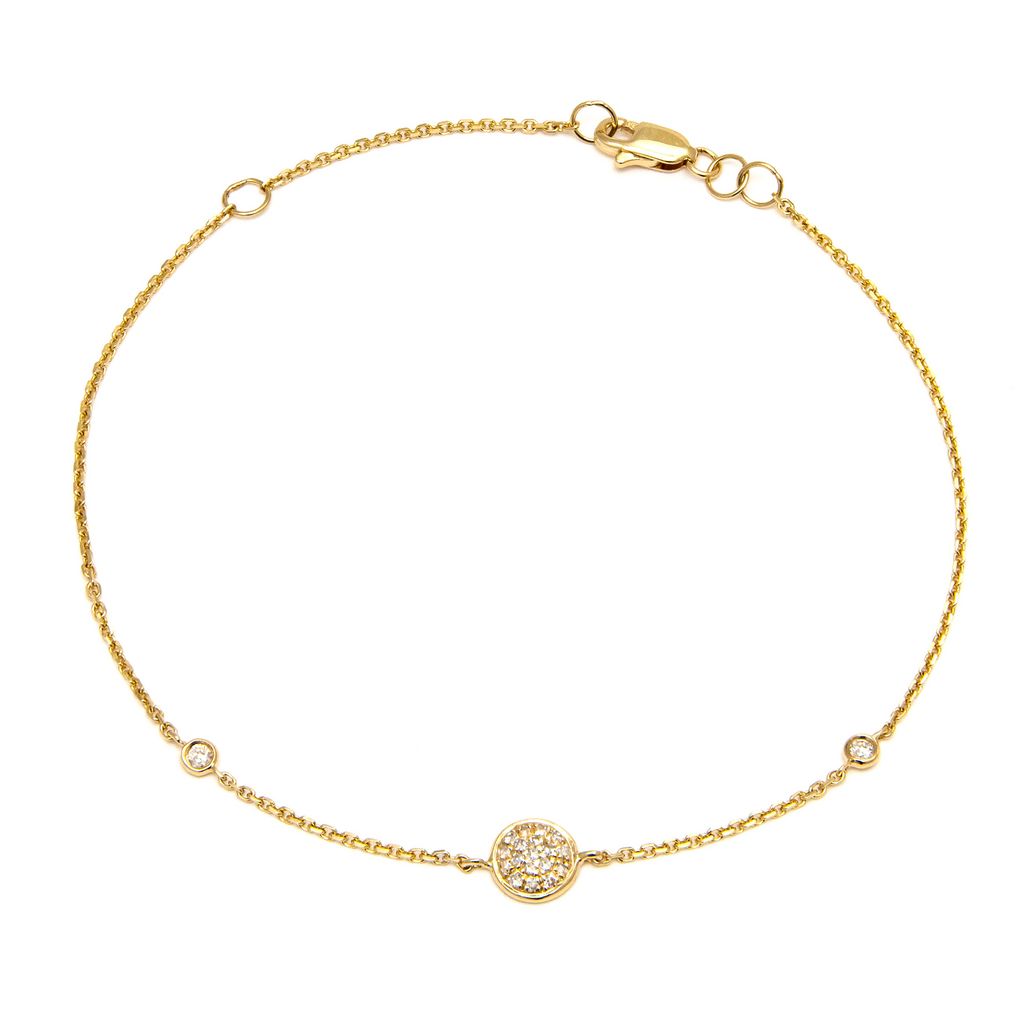 14k Yellow Gold Diamond Circle Bracelet