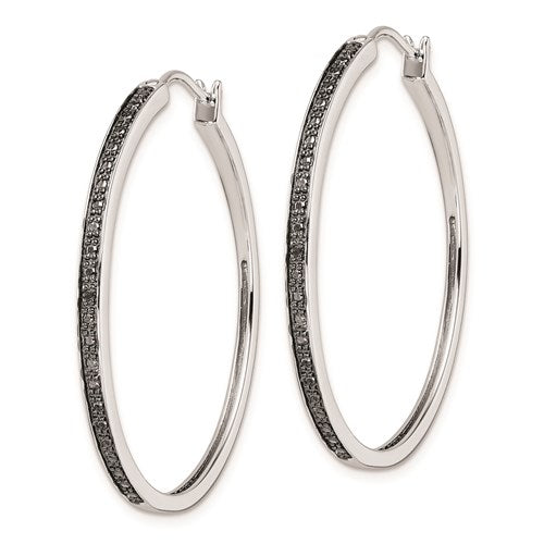 Sterling Silver Black Diamond Hoop