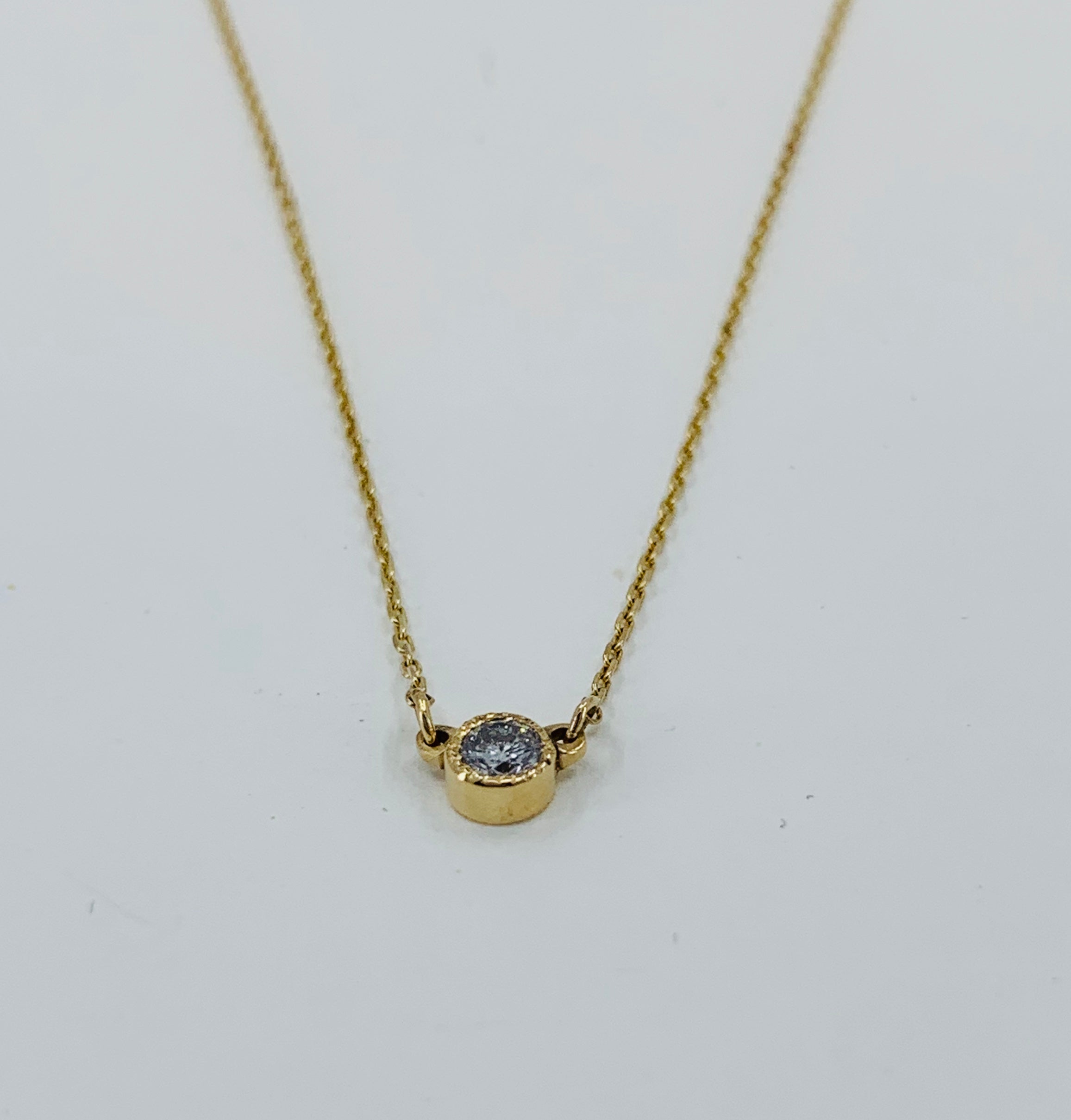 14k yellow gold solitaire necklace