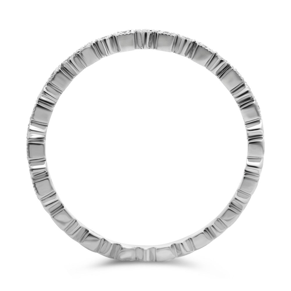 14k White Gold Geometric Milgrain Band