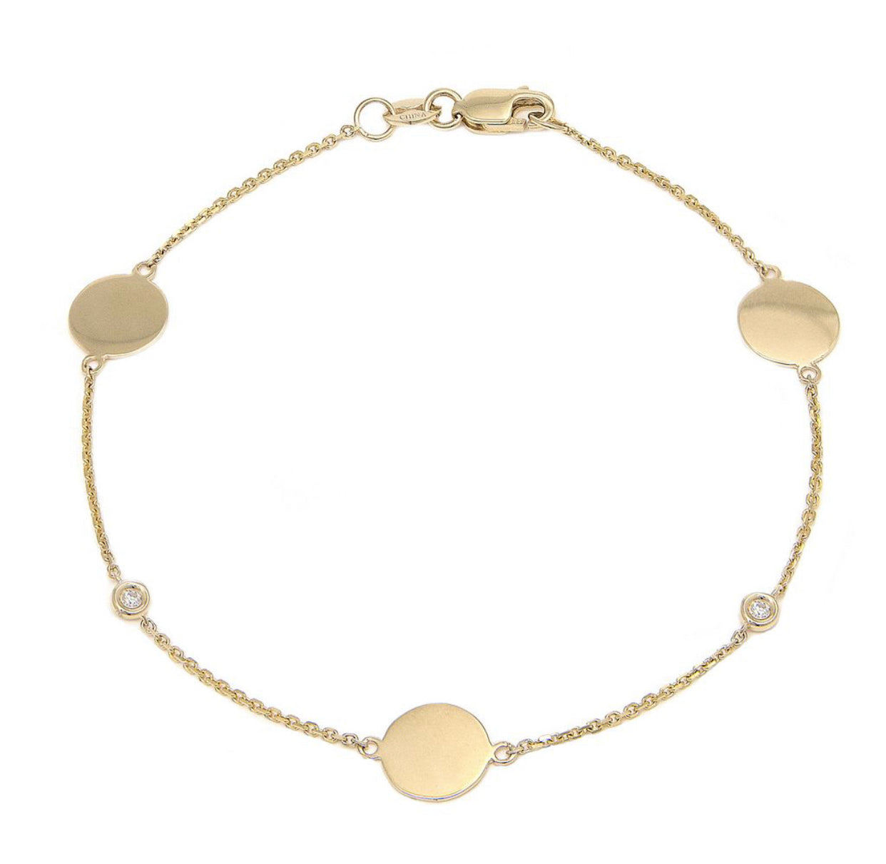 14k Diamond Disc Bracelet
