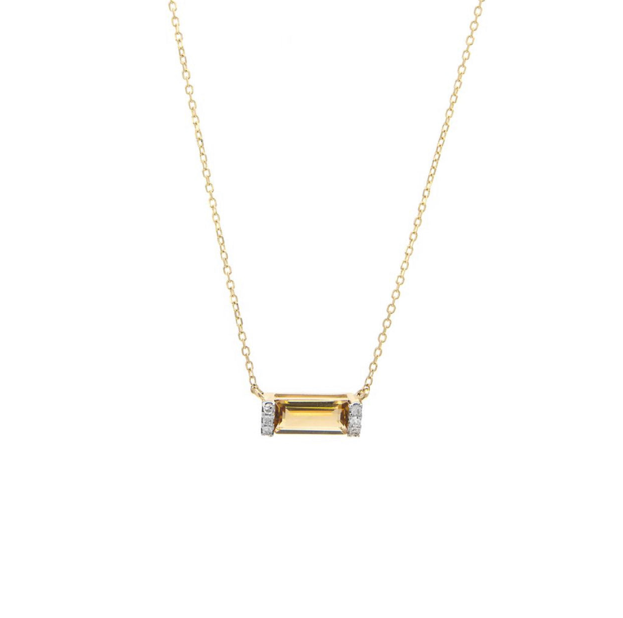 Gold Citrine Bar Necklace