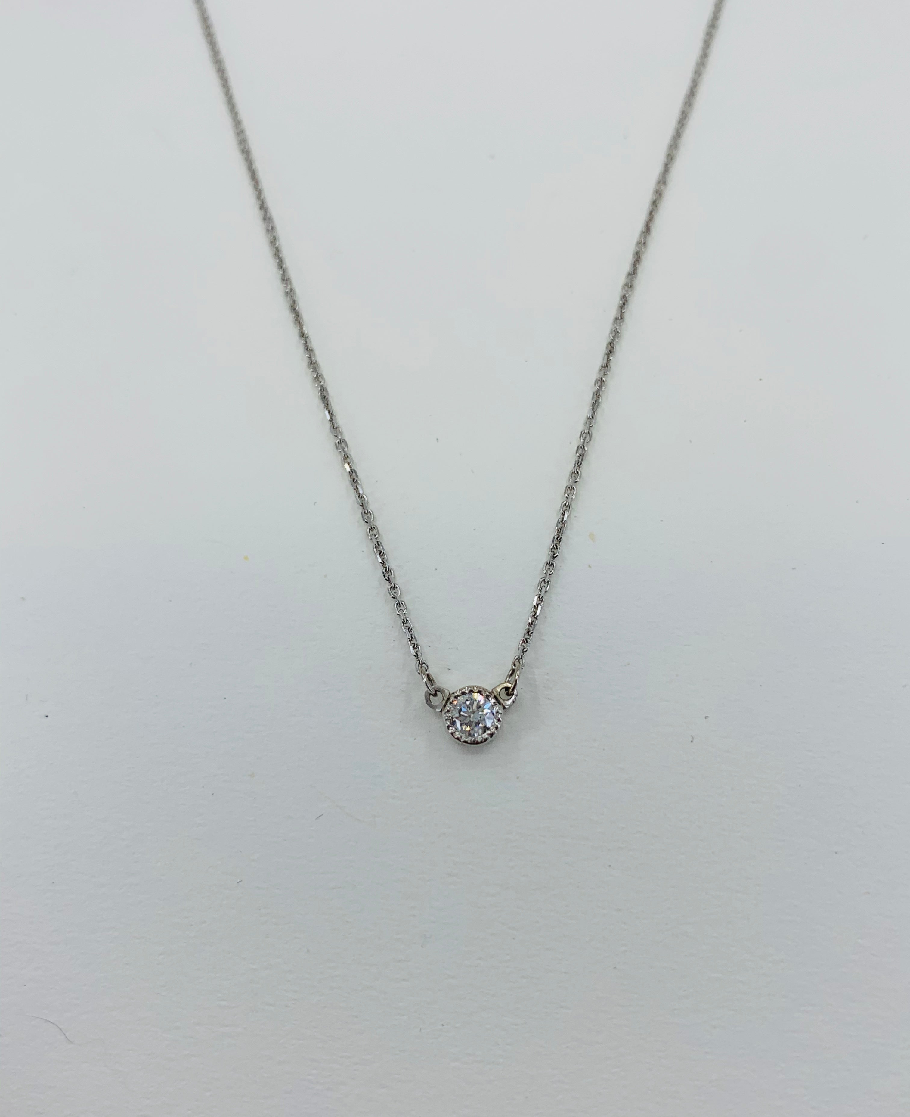 14k white gold solitaire necklace