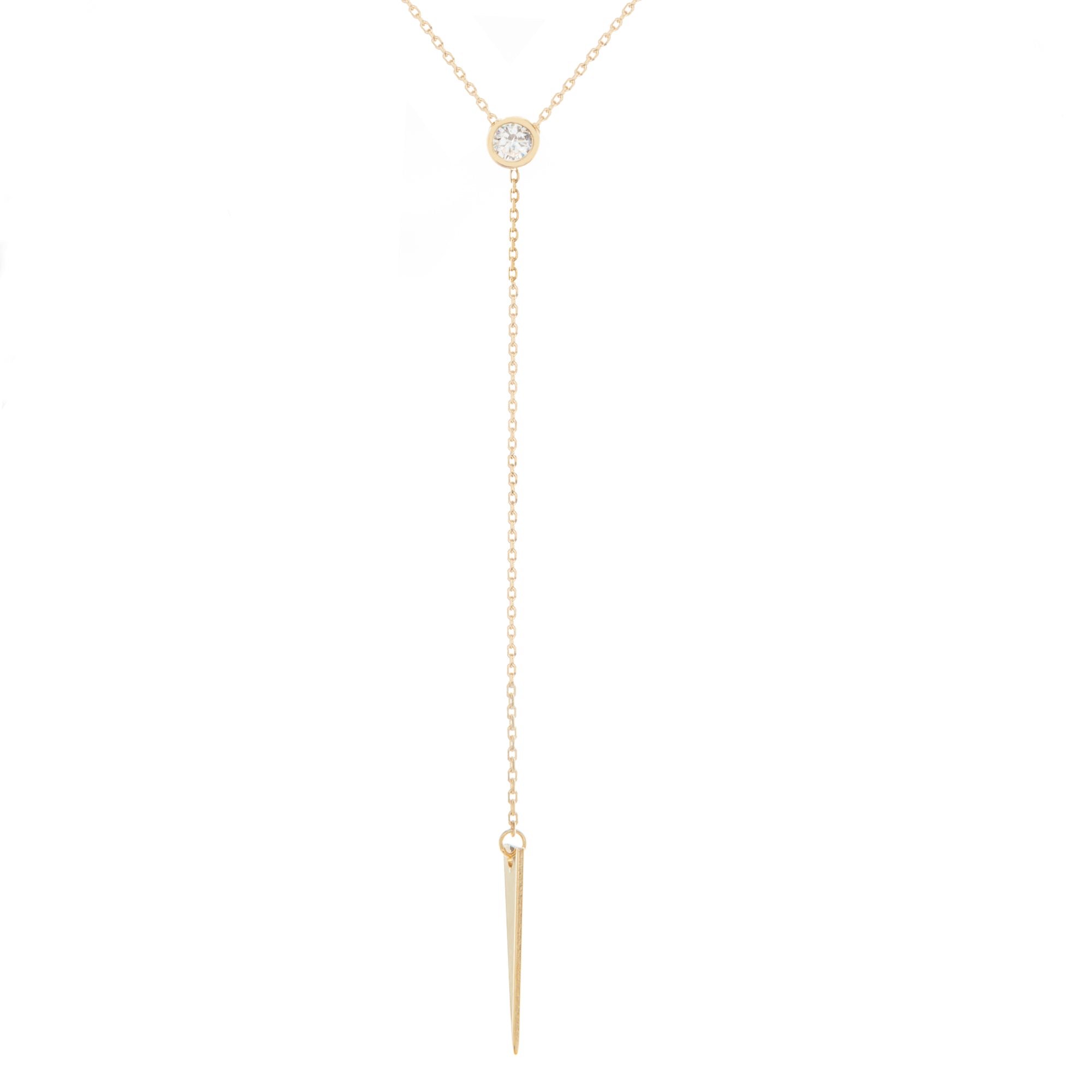14k Yellow Gold Spear Lariat Necklace