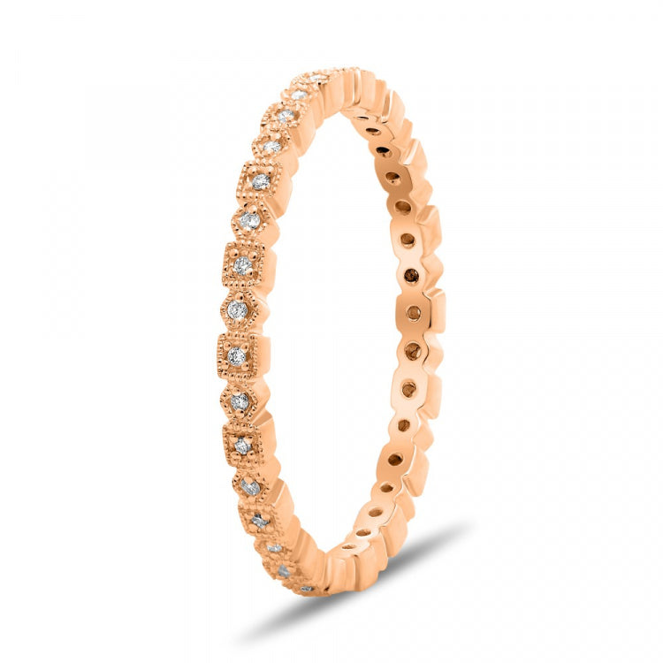 Rose Gold Geometric Milgrain Band