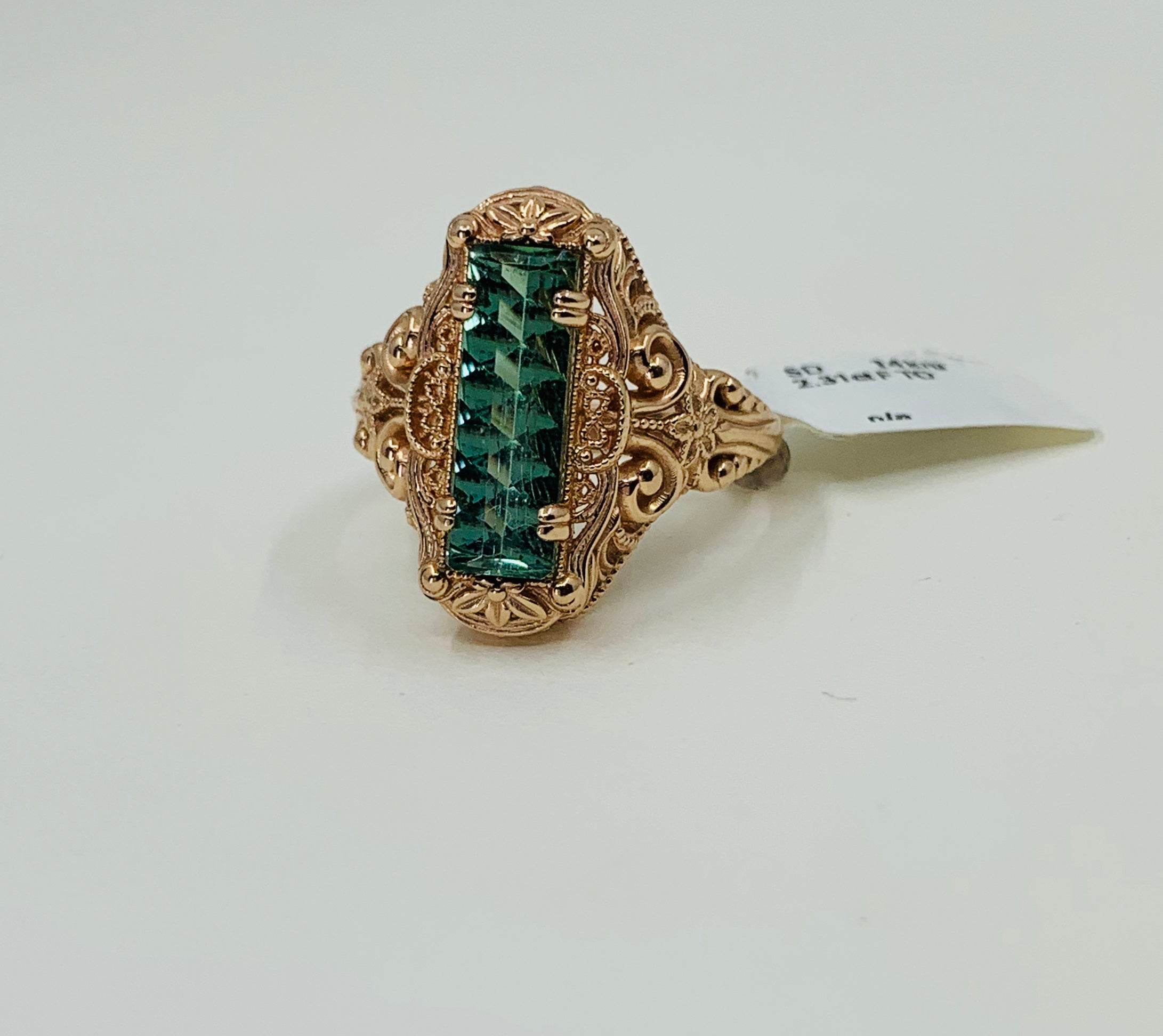 Custom Rose Gold and Green Tourmaline Ring