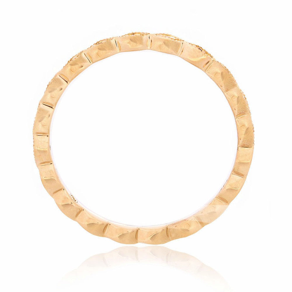 Milgrain Leaf Yellow Diamond Band